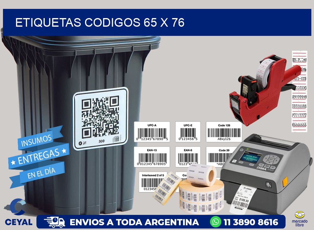 etiquetas codigos 65 x 76