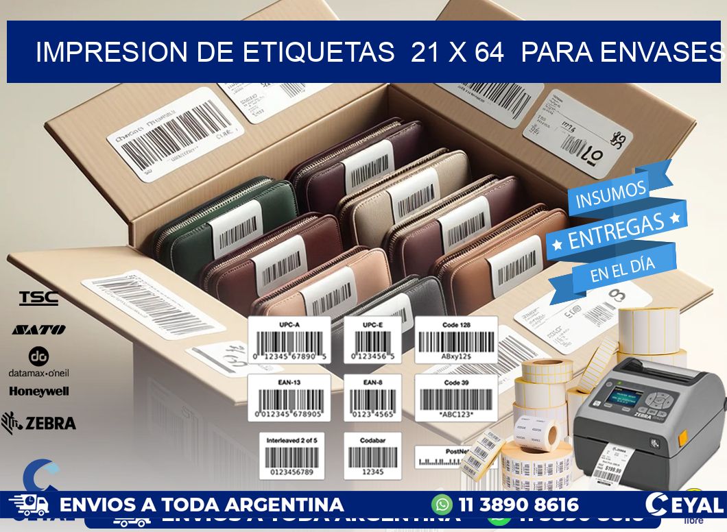 impresion de etiquetas  21 x 64  para envases