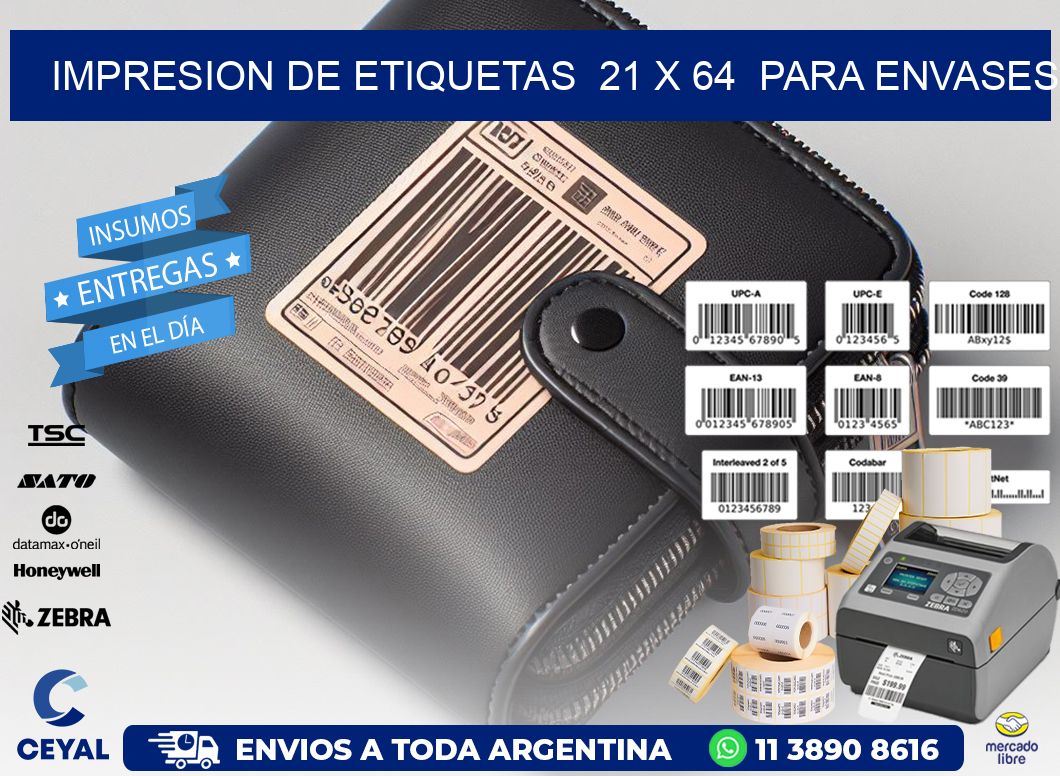 impresion de etiquetas  21 x 64  para envases