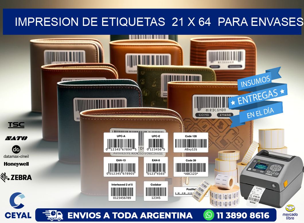 impresion de etiquetas  21 x 64  para envases