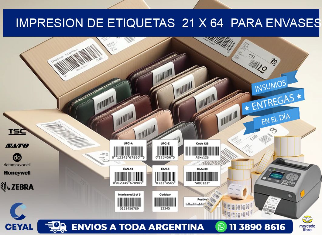 impresion de etiquetas  21 x 64  para envases
