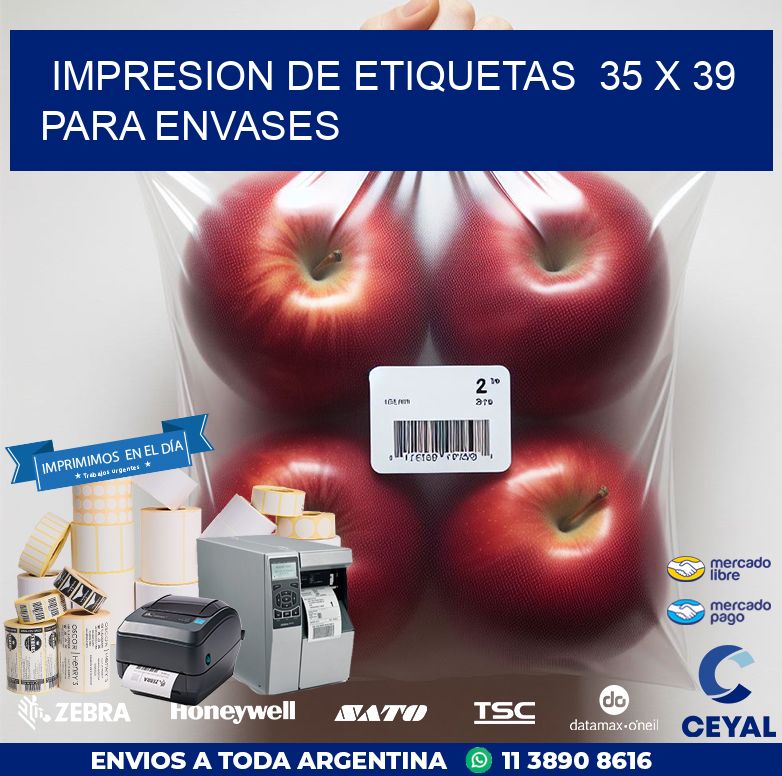 impresion de etiquetas  35 x 39  para envases