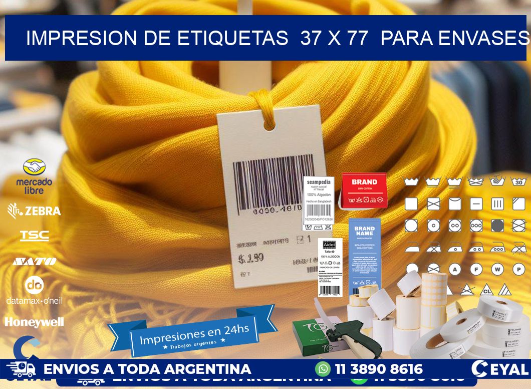 impresion de etiquetas  37 x 77  para envases