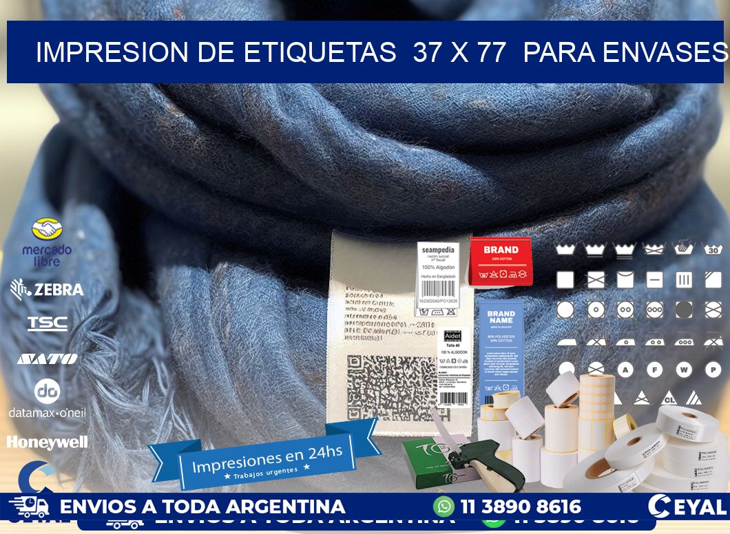 impresion de etiquetas  37 x 77  para envases