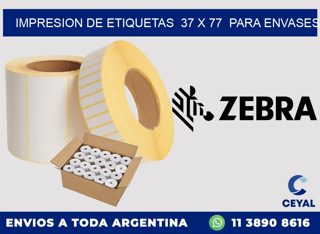 impresion de etiquetas  37 x 77  para envases