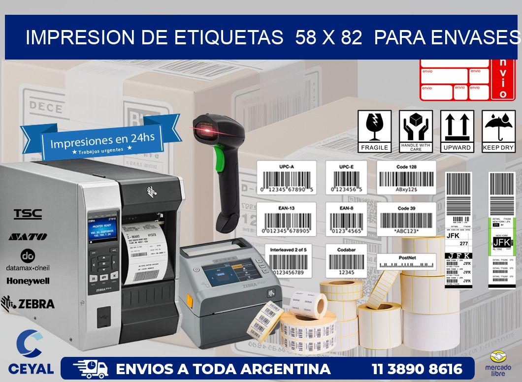 impresion de etiquetas  58 x 82  para envases