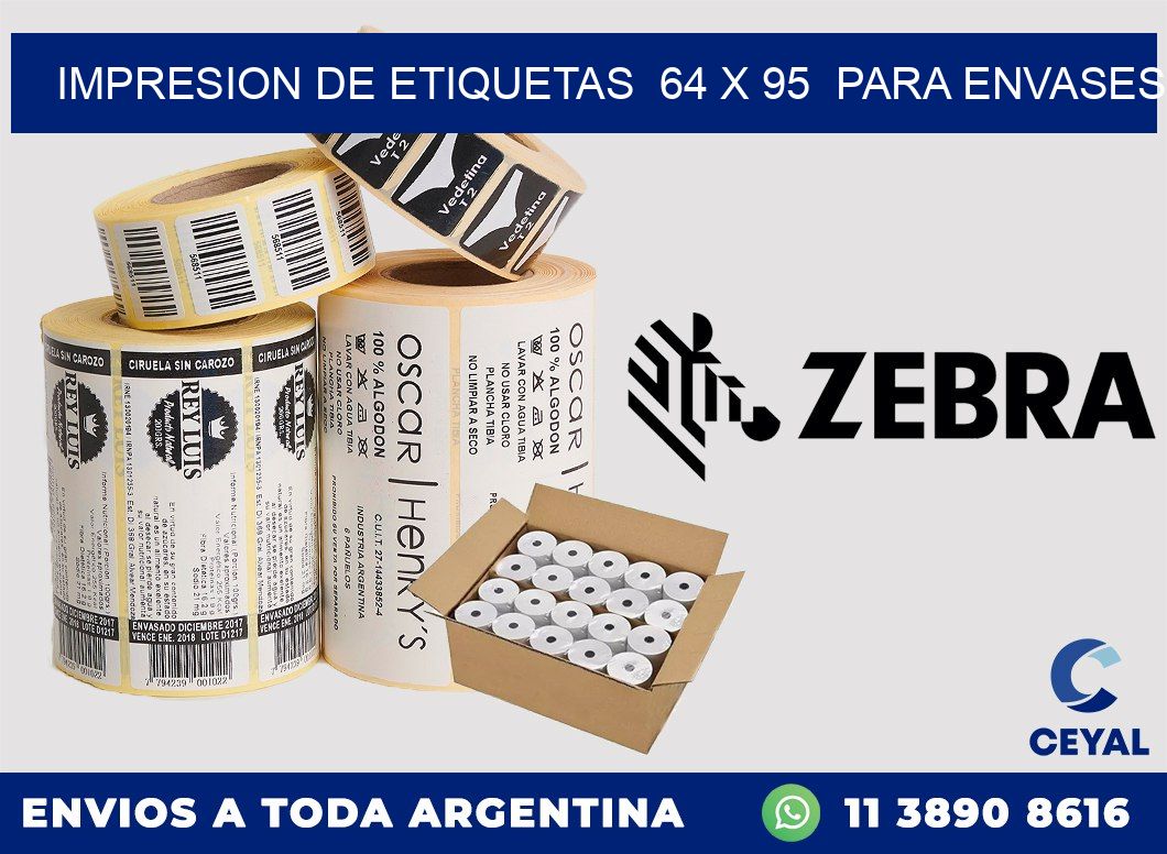 impresion de etiquetas  64 x 95  para envases