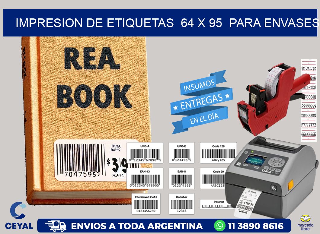 impresion de etiquetas  64 x 95  para envases