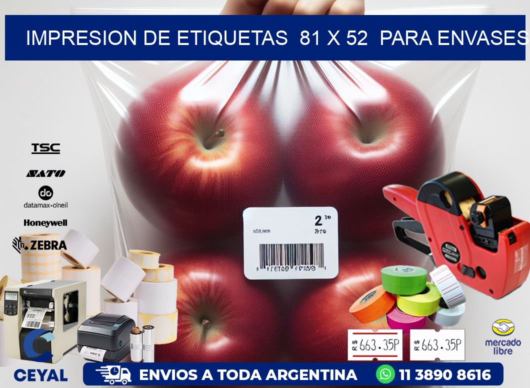 impresion de etiquetas  81 x 52  para envases