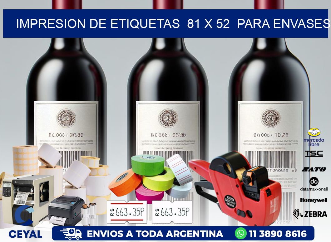impresion de etiquetas  81 x 52  para envases