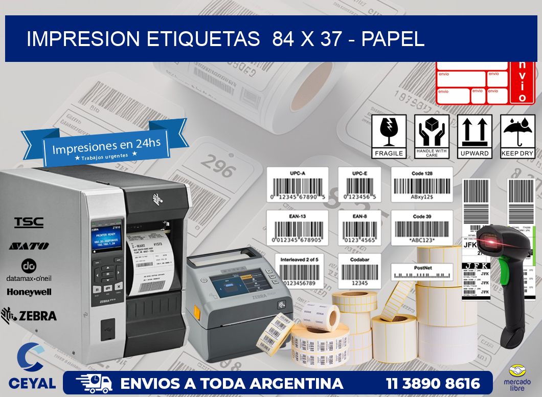 impresion etiquetas  84 x 37 - papel