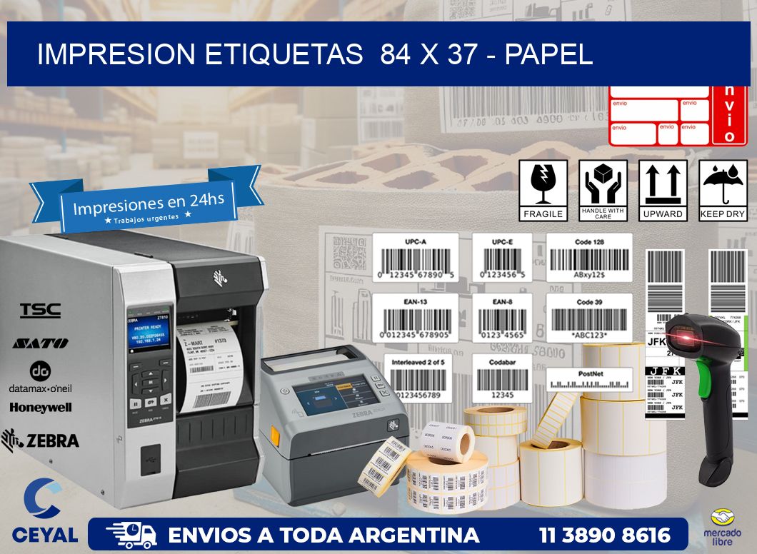 impresion etiquetas  84 x 37 - papel