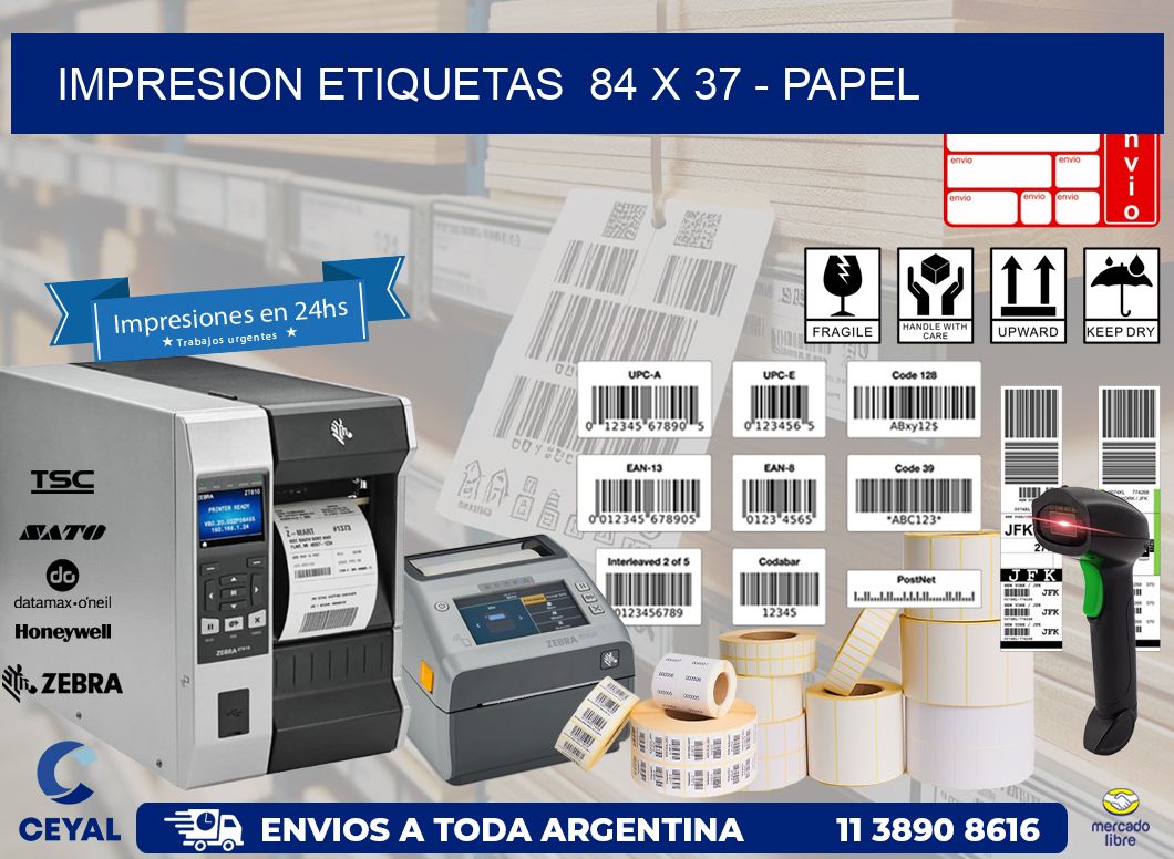 impresion etiquetas  84 x 37 - papel