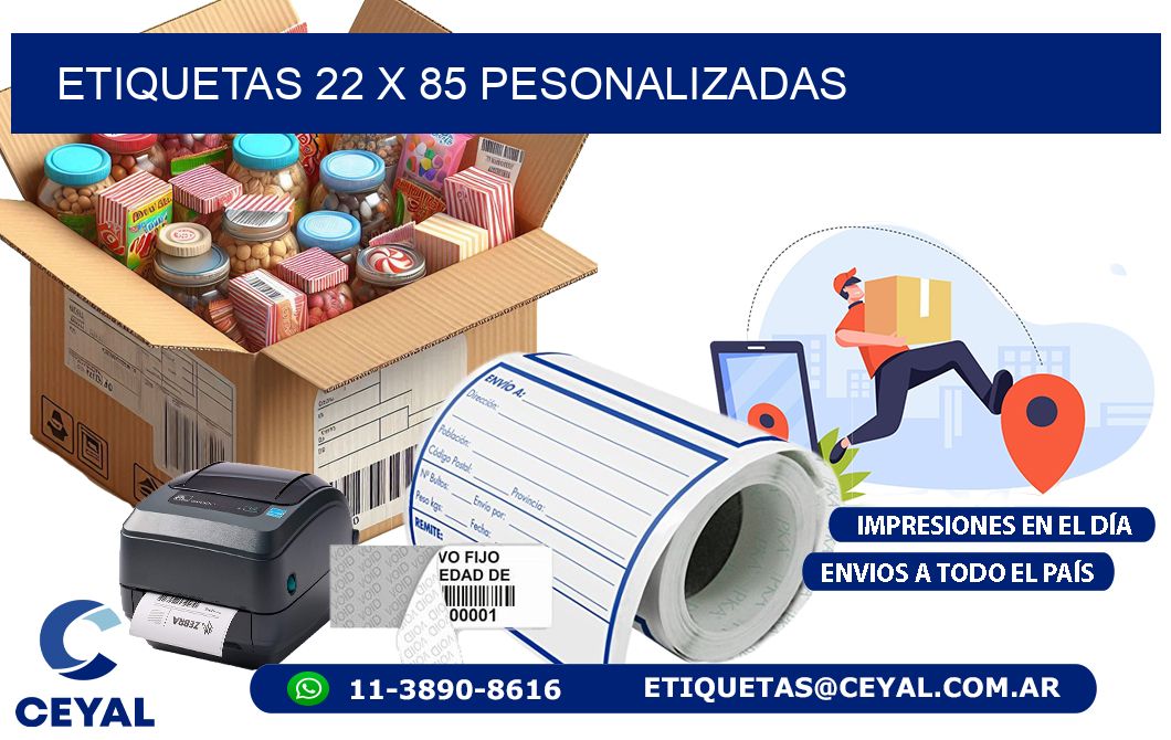 ETIQUETAS 22 x 85 PESONALIZADAS