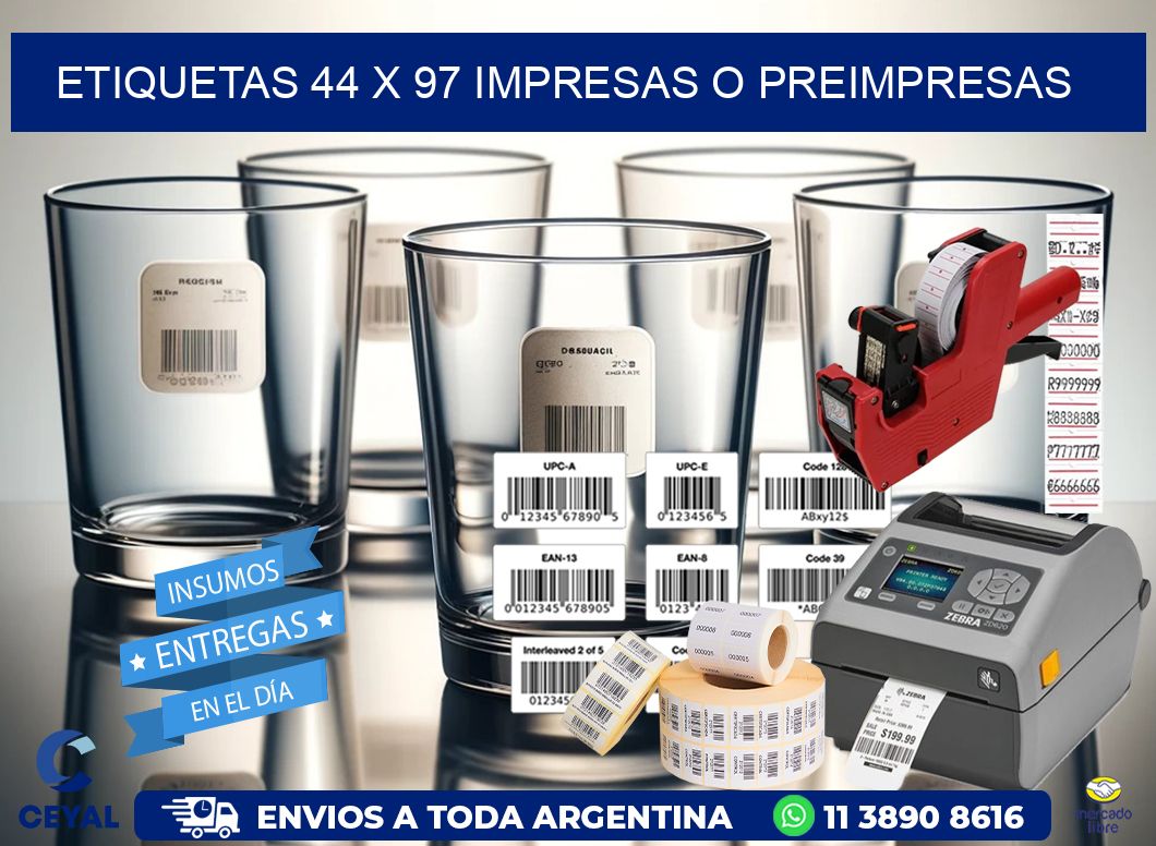 ETIQUETAS 44 x 97 IMPRESAS O PREIMPRESAS