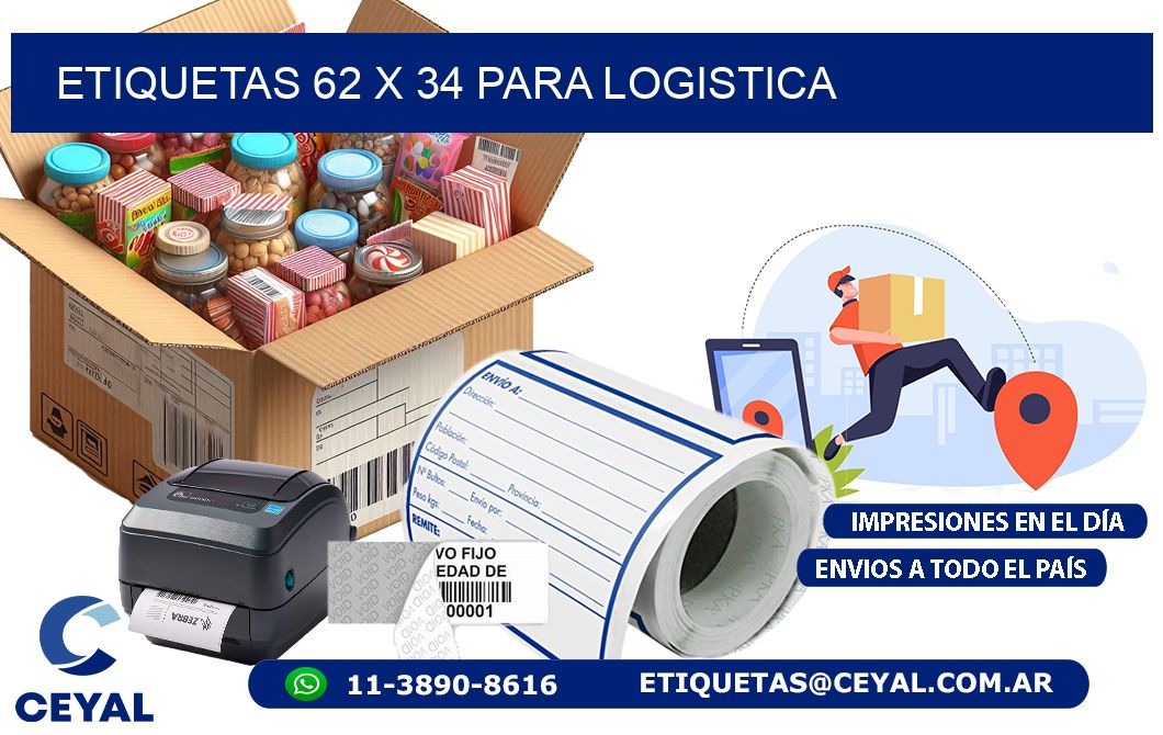 ETIQUETAS 62 x 34 PARA LOGISTICA