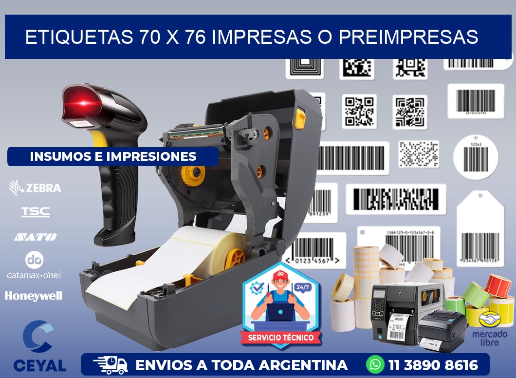 ETIQUETAS 70 x 76 IMPRESAS O PREIMPRESAS