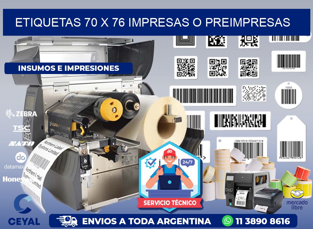 ETIQUETAS 70 x 76 IMPRESAS O PREIMPRESAS