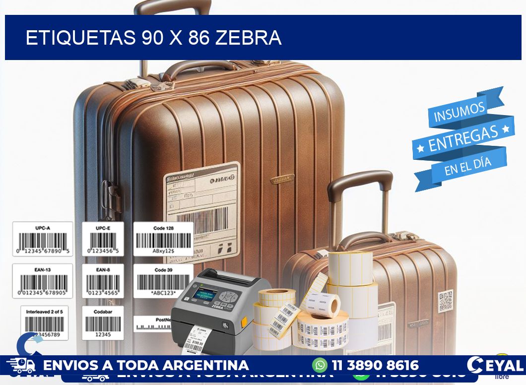 ETIQUETAS 90 x 86 ZEBRA