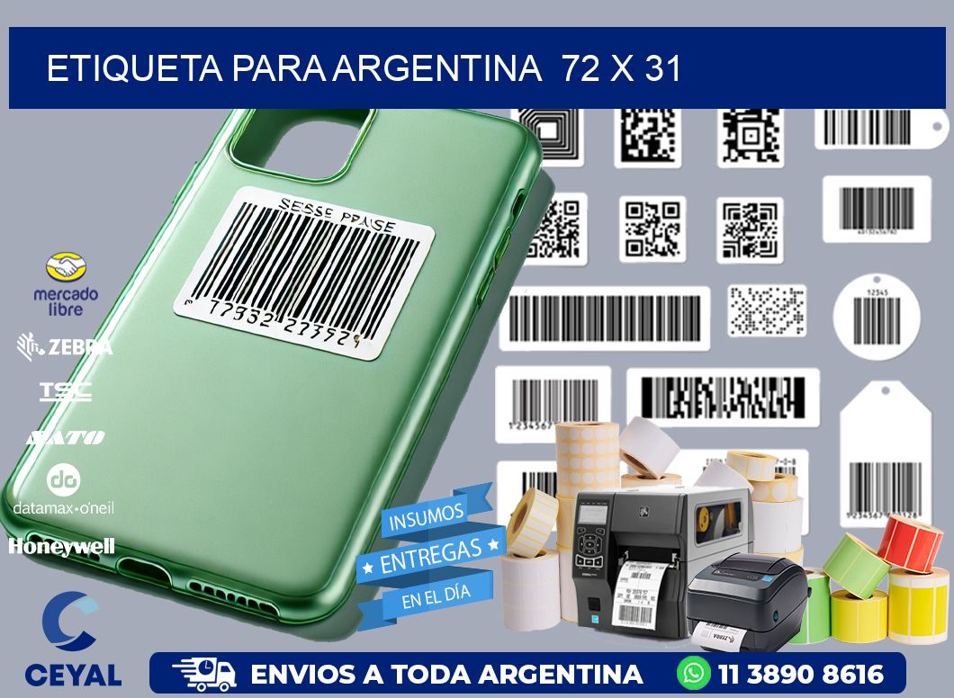etiqueta para Argentina  72 x 31