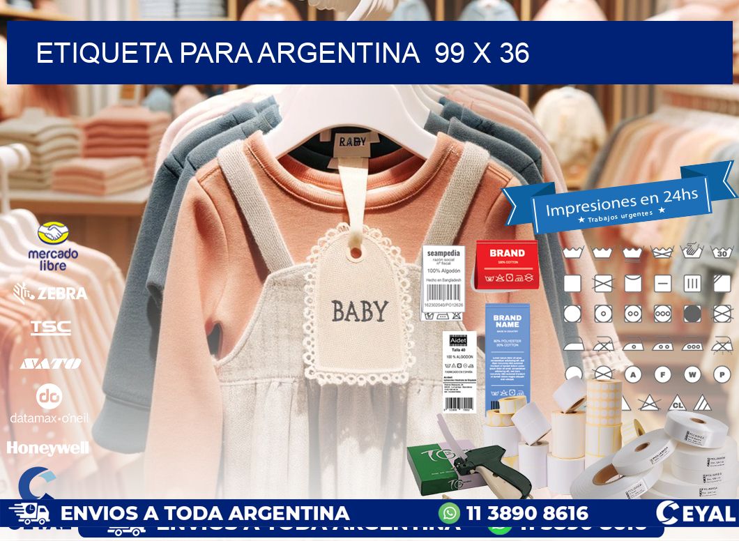 etiqueta para Argentina  99 x 36