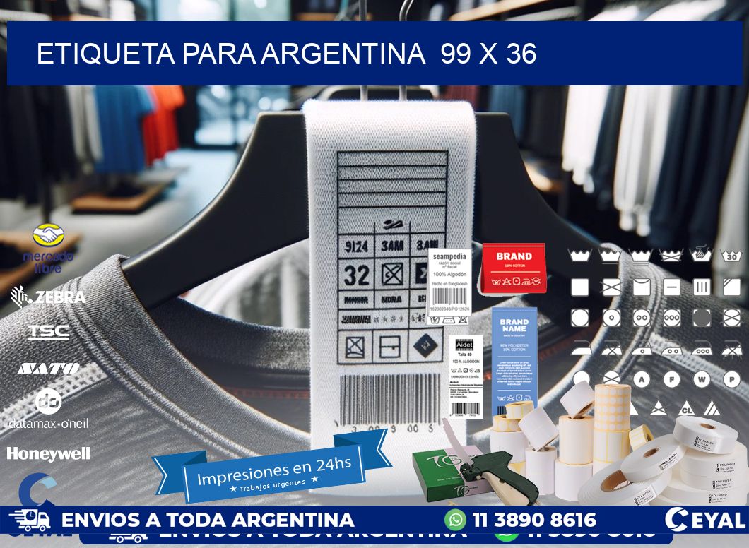etiqueta para Argentina  99 x 36