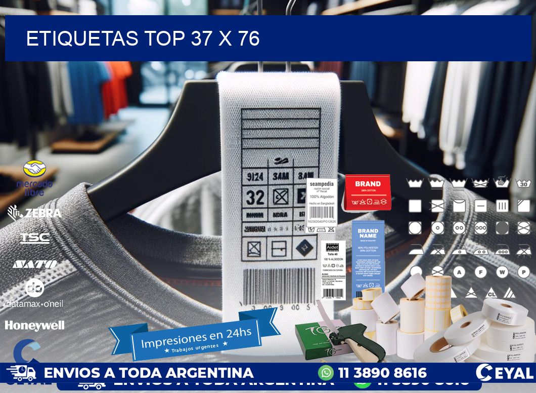 etiquetas top 37 x 76