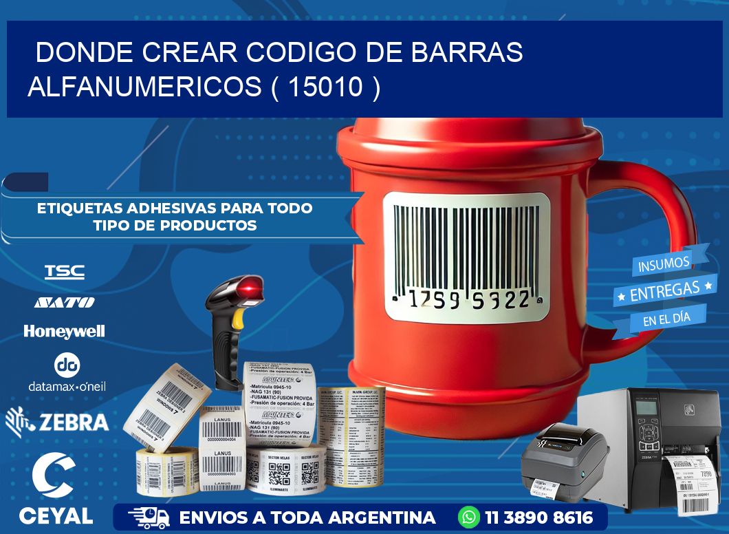 DONDE CREAR CODIGO DE BARRAS ALFANUMERICOS ( 15010 )