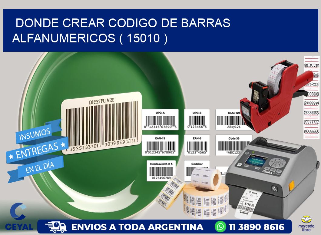 DONDE CREAR CODIGO DE BARRAS ALFANUMERICOS ( 15010 )