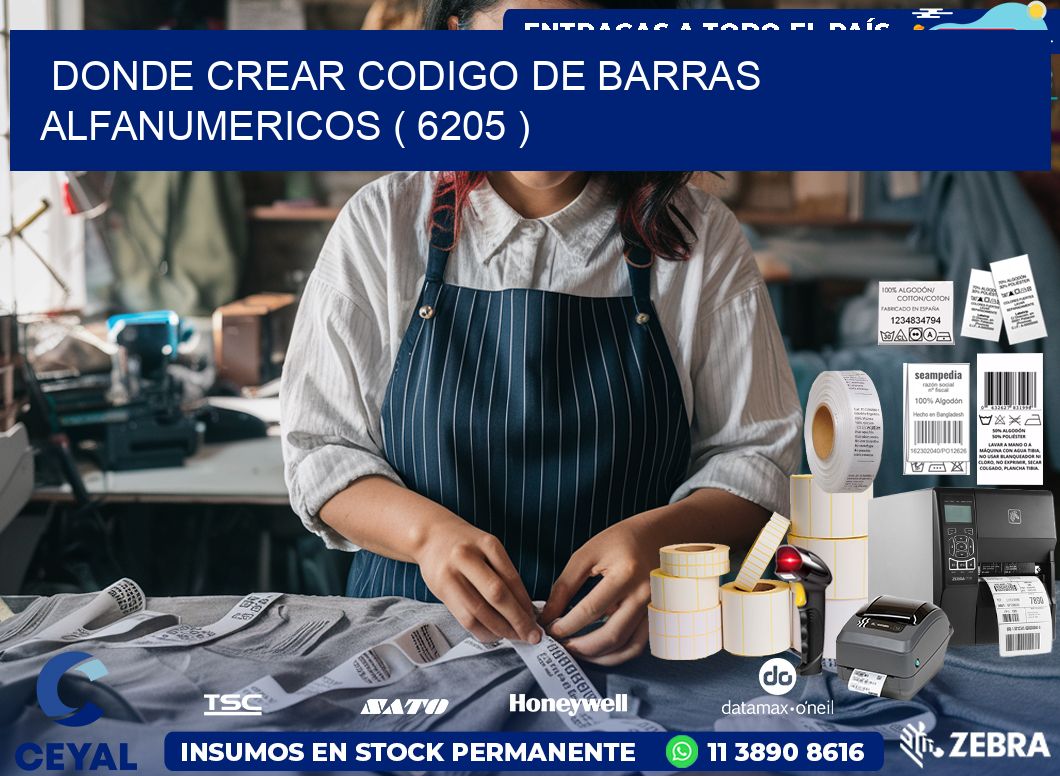 DONDE CREAR CODIGO DE BARRAS ALFANUMERICOS ( 6205 )