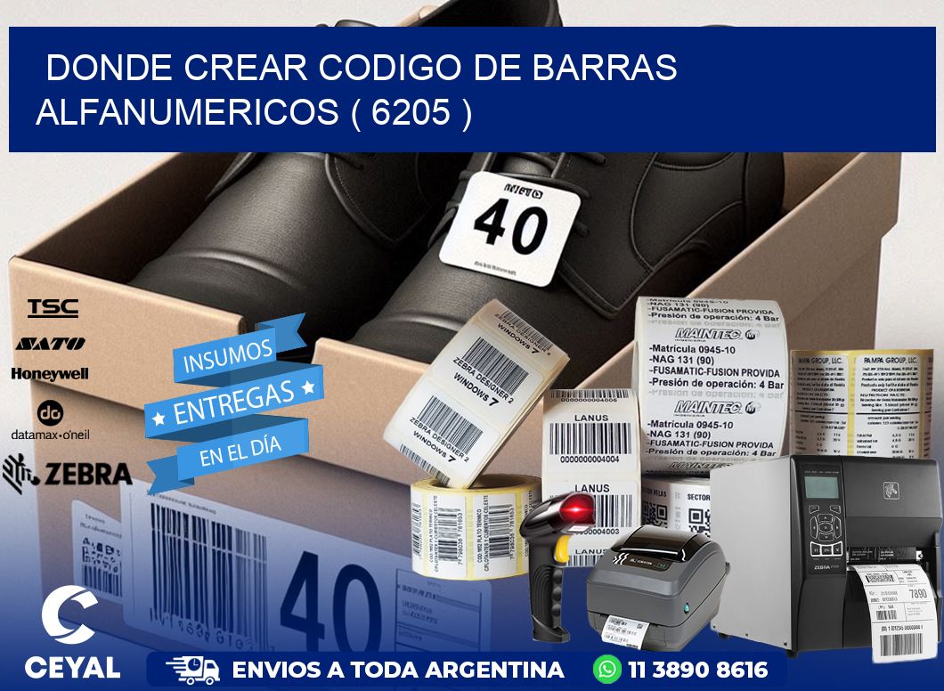 DONDE CREAR CODIGO DE BARRAS ALFANUMERICOS ( 6205 )