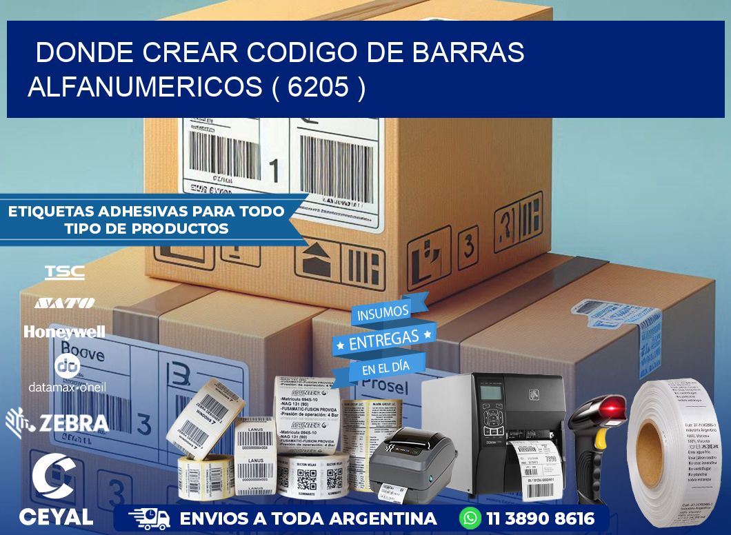 DONDE CREAR CODIGO DE BARRAS ALFANUMERICOS ( 6205 )