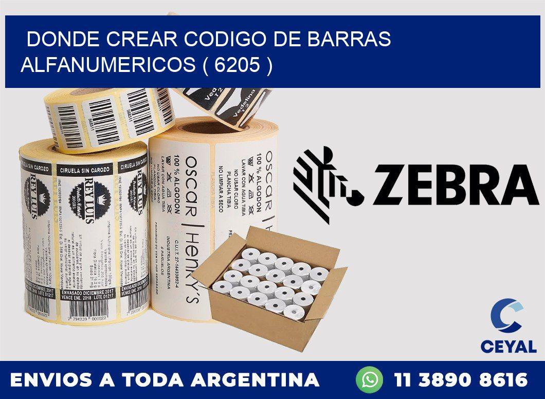 DONDE CREAR CODIGO DE BARRAS ALFANUMERICOS ( 6205 )