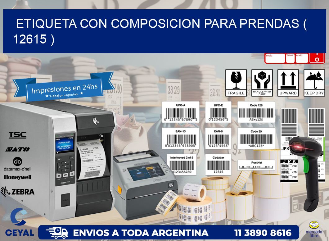 ETIQUETA CON COMPOSICION PARA PRENDAS ( 12615 )