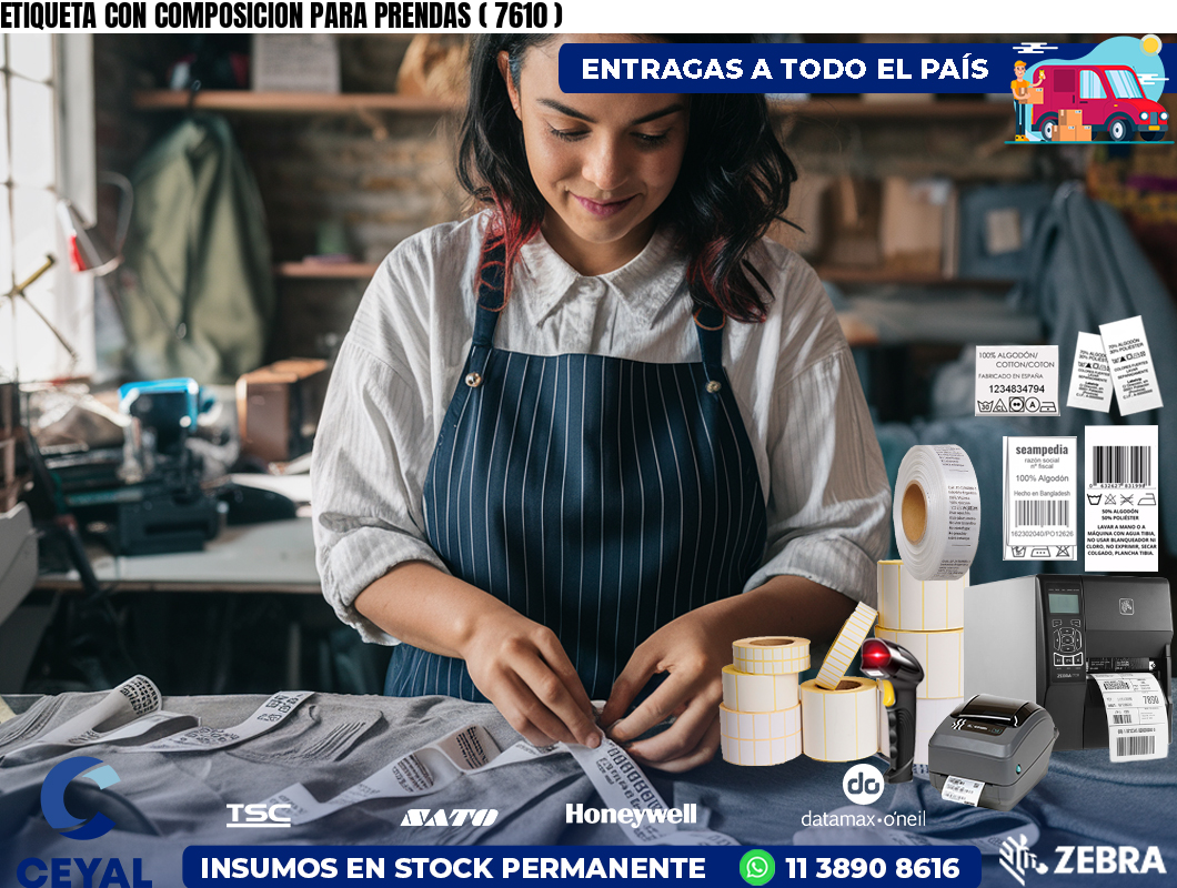 ETIQUETA CON COMPOSICION PARA PRENDAS ( 7610 )