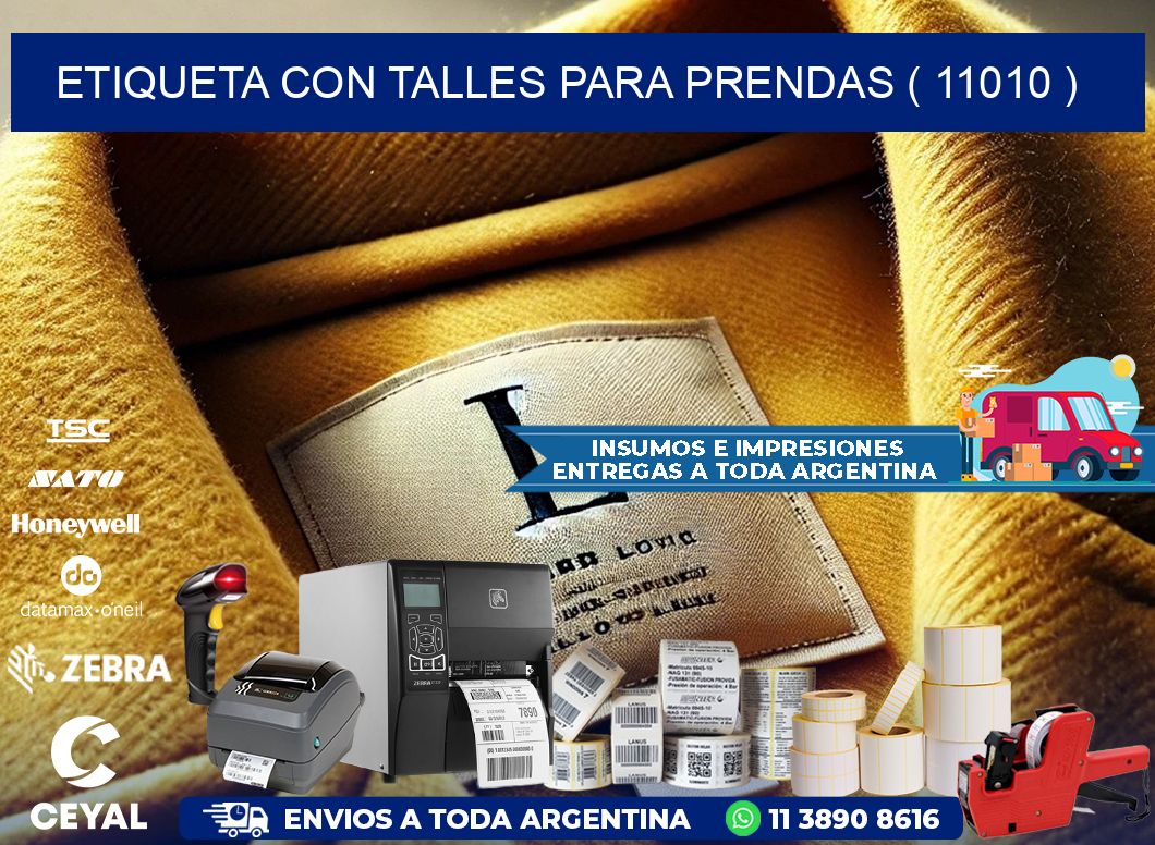 ETIQUETA CON TALLES PARA PRENDAS ( 11010 )