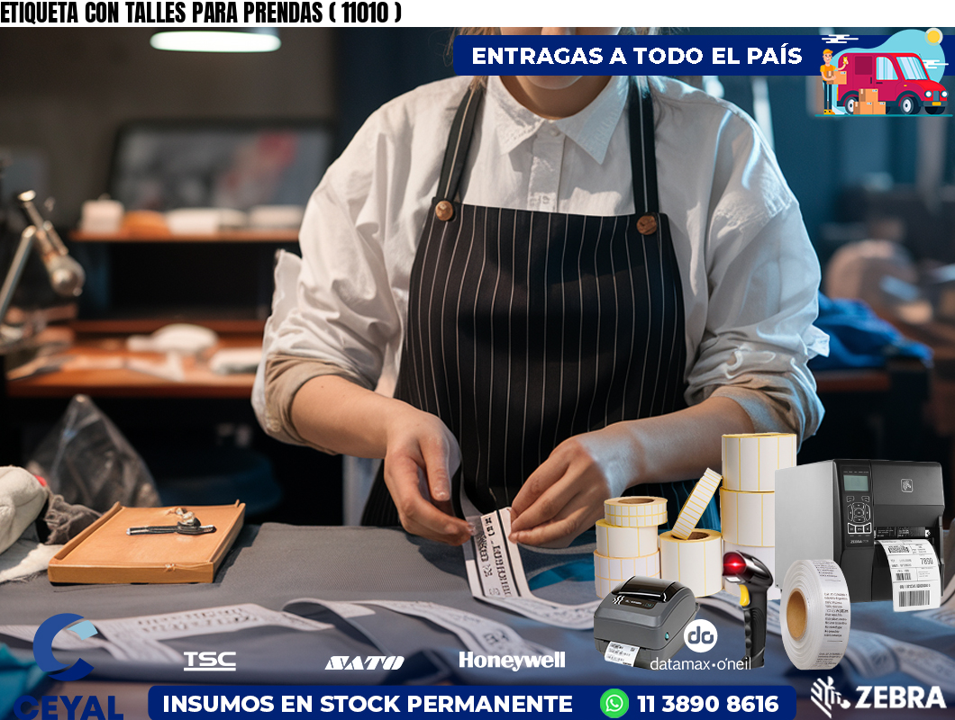 ETIQUETA CON TALLES PARA PRENDAS ( 11010 )