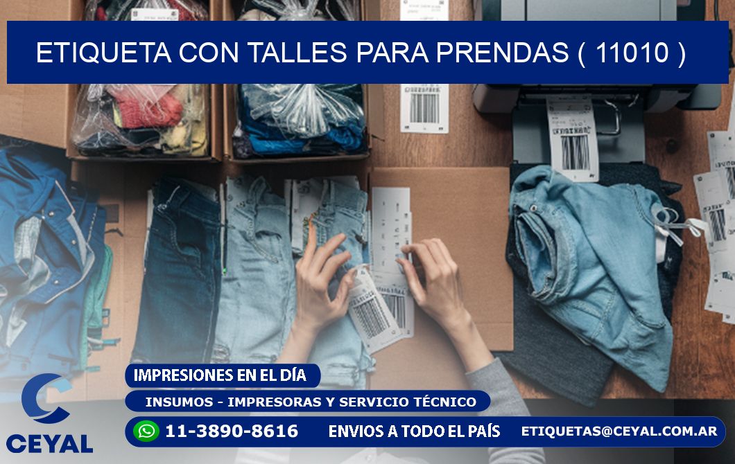 ETIQUETA CON TALLES PARA PRENDAS ( 11010 )