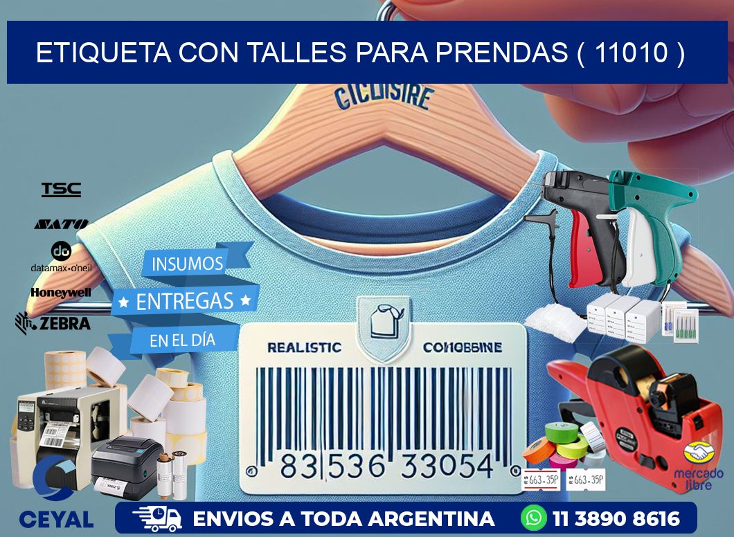 ETIQUETA CON TALLES PARA PRENDAS ( 11010 )