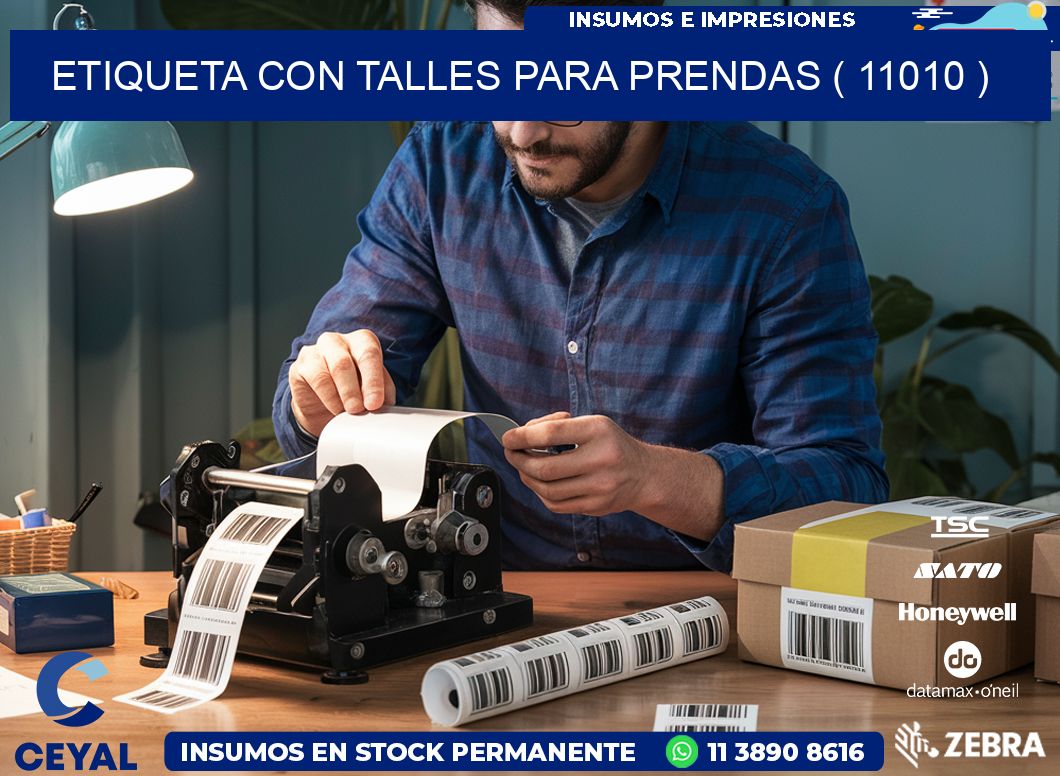 ETIQUETA CON TALLES PARA PRENDAS ( 11010 )