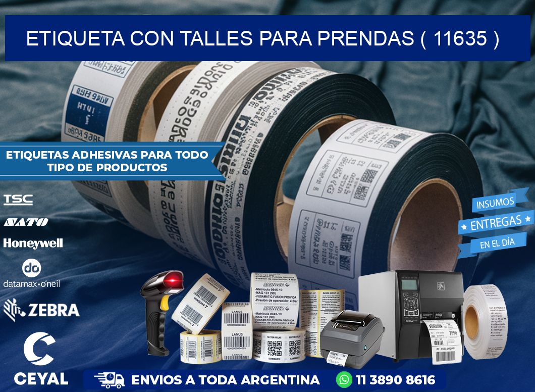 ETIQUETA CON TALLES PARA PRENDAS ( 11635 )