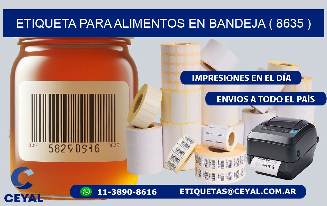 ETIQUETA PARA ALIMENTOS EN BANDEJA ( 8635 )