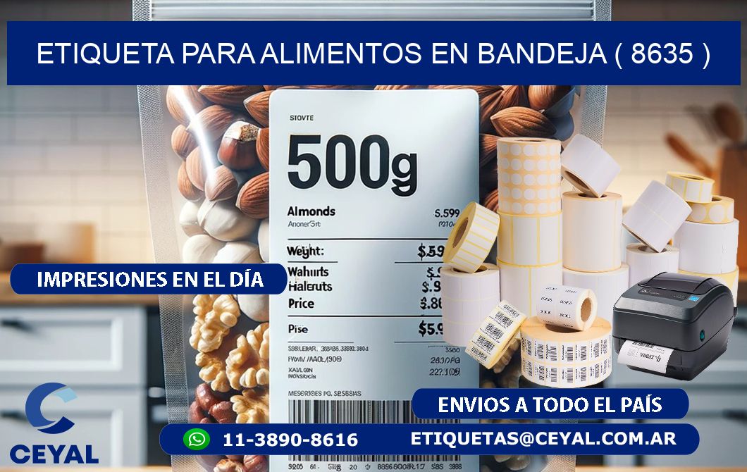 ETIQUETA PARA ALIMENTOS EN BANDEJA ( 8635 )