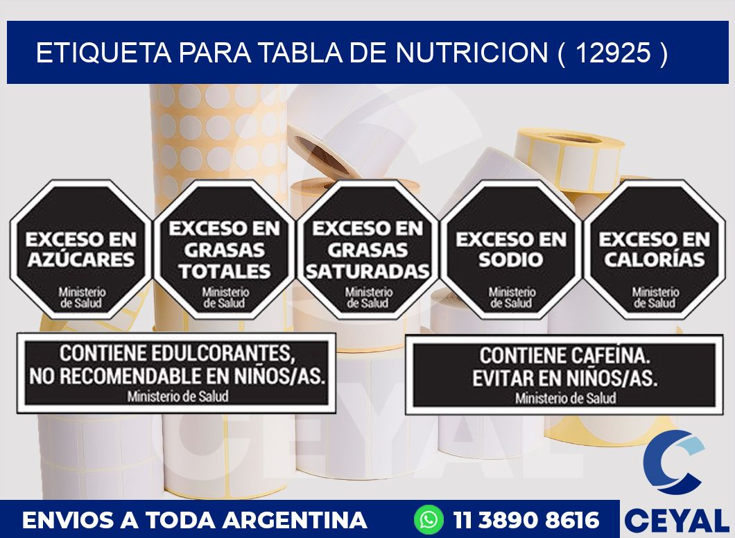ETIQUETA PARA TABLA DE NUTRICION ( 12925 )
