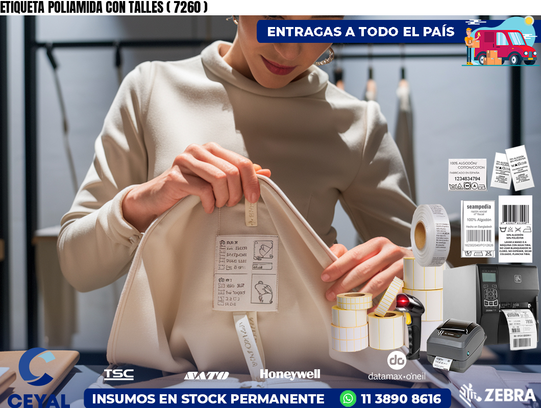 ETIQUETA POLIAMIDA CON TALLES ( 7260 )