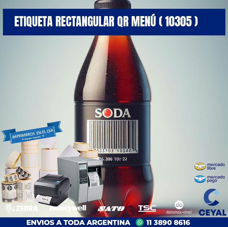 ETIQUETA RECTANGULAR QR MENÚ ( 10305 )
