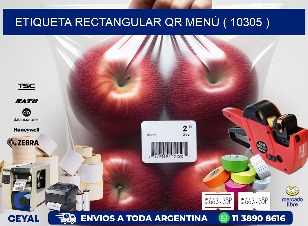 ETIQUETA RECTANGULAR QR MENÚ ( 10305 )