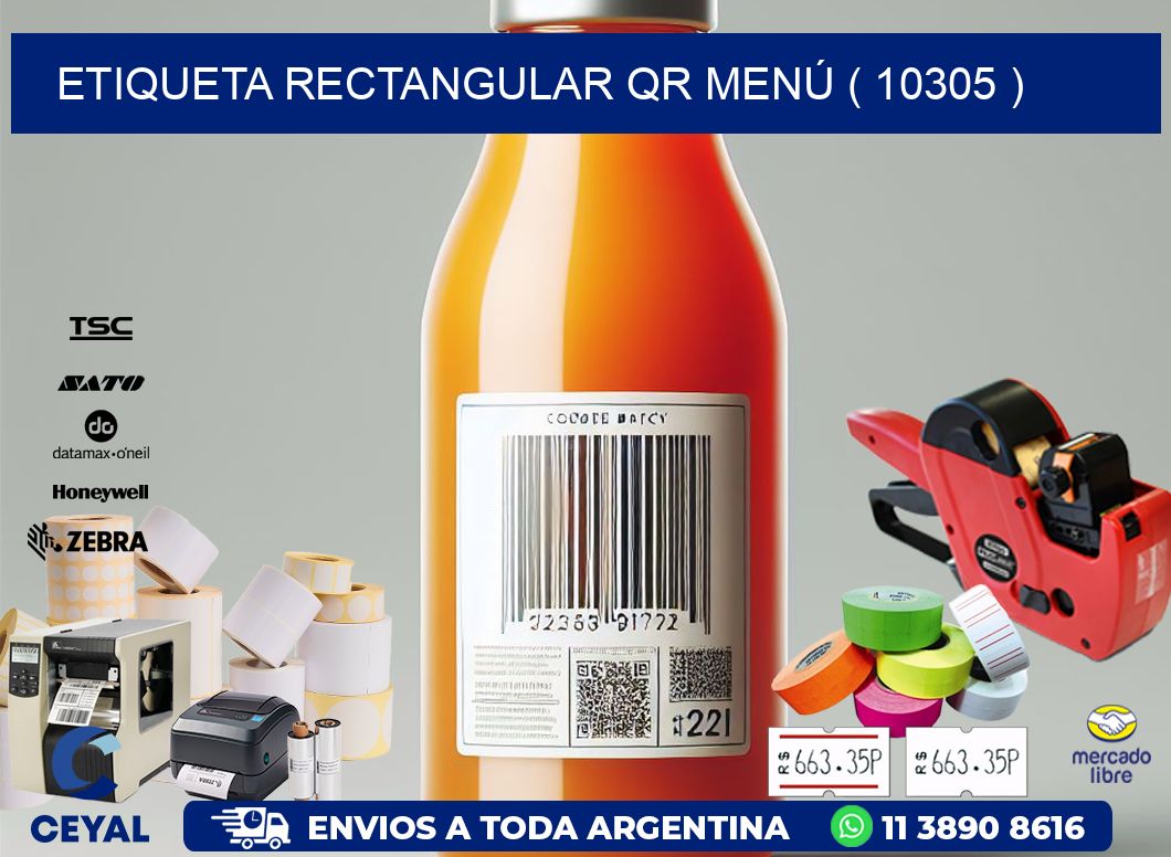 ETIQUETA RECTANGULAR QR MENÚ ( 10305 )
