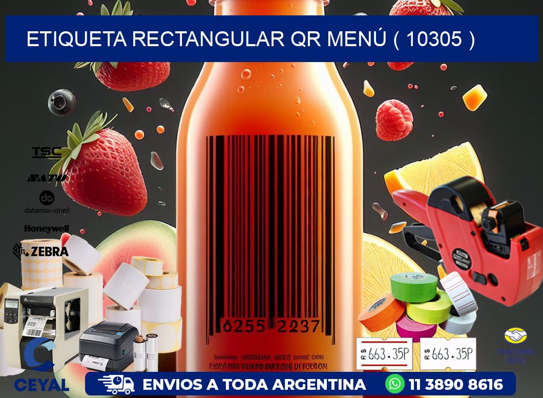 ETIQUETA RECTANGULAR QR MENÚ ( 10305 )
