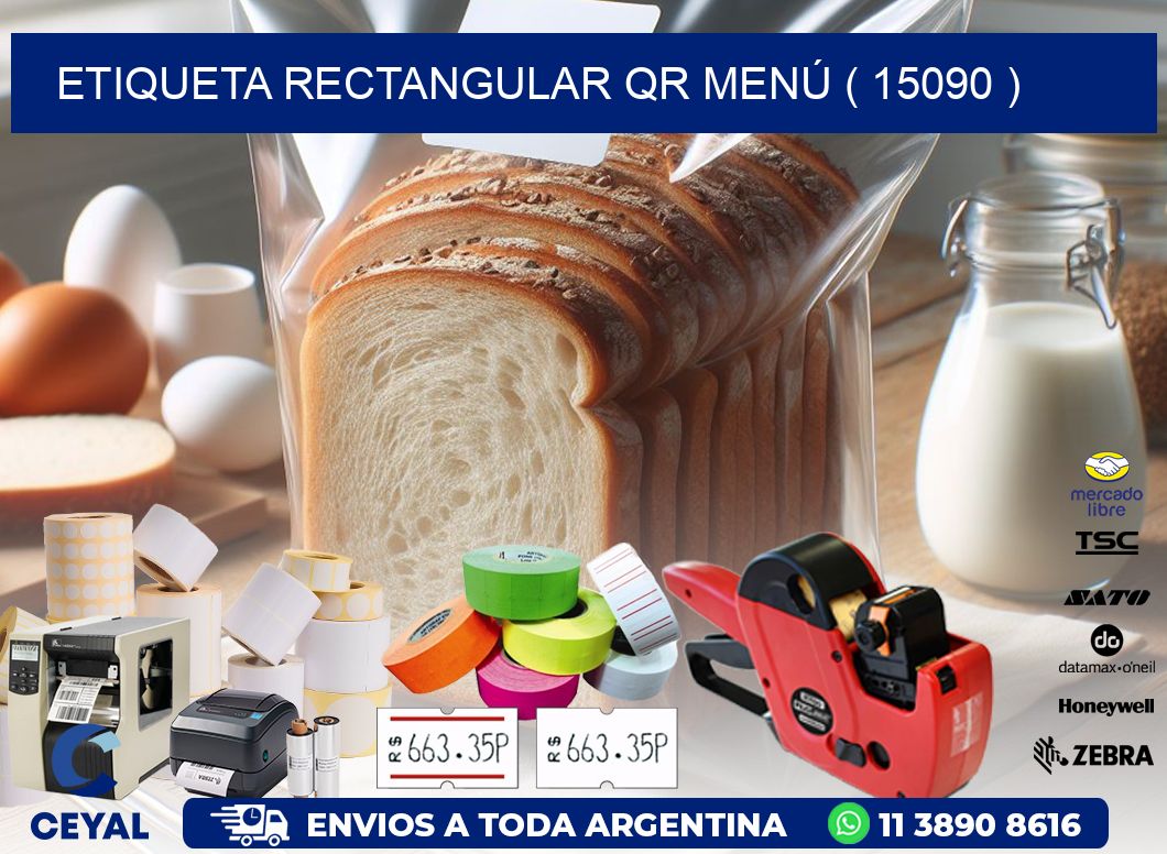 ETIQUETA RECTANGULAR QR MENÚ ( 15090 )